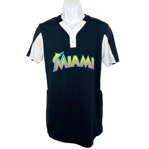 Majestic Cool Base Miami Marlins Jersey Shirt Button Up Baseball Men's Small